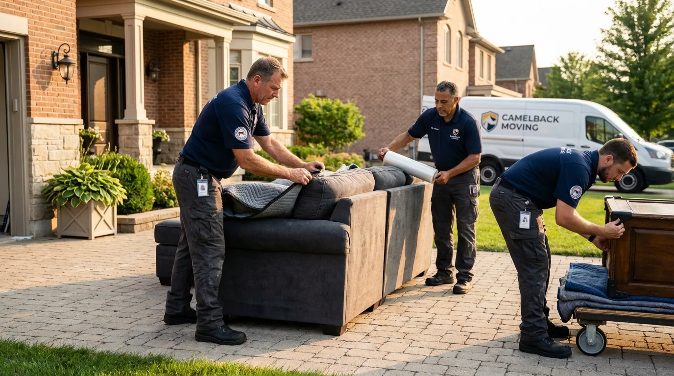 Large estate moving crew wrapping furniture in Joliet, IL