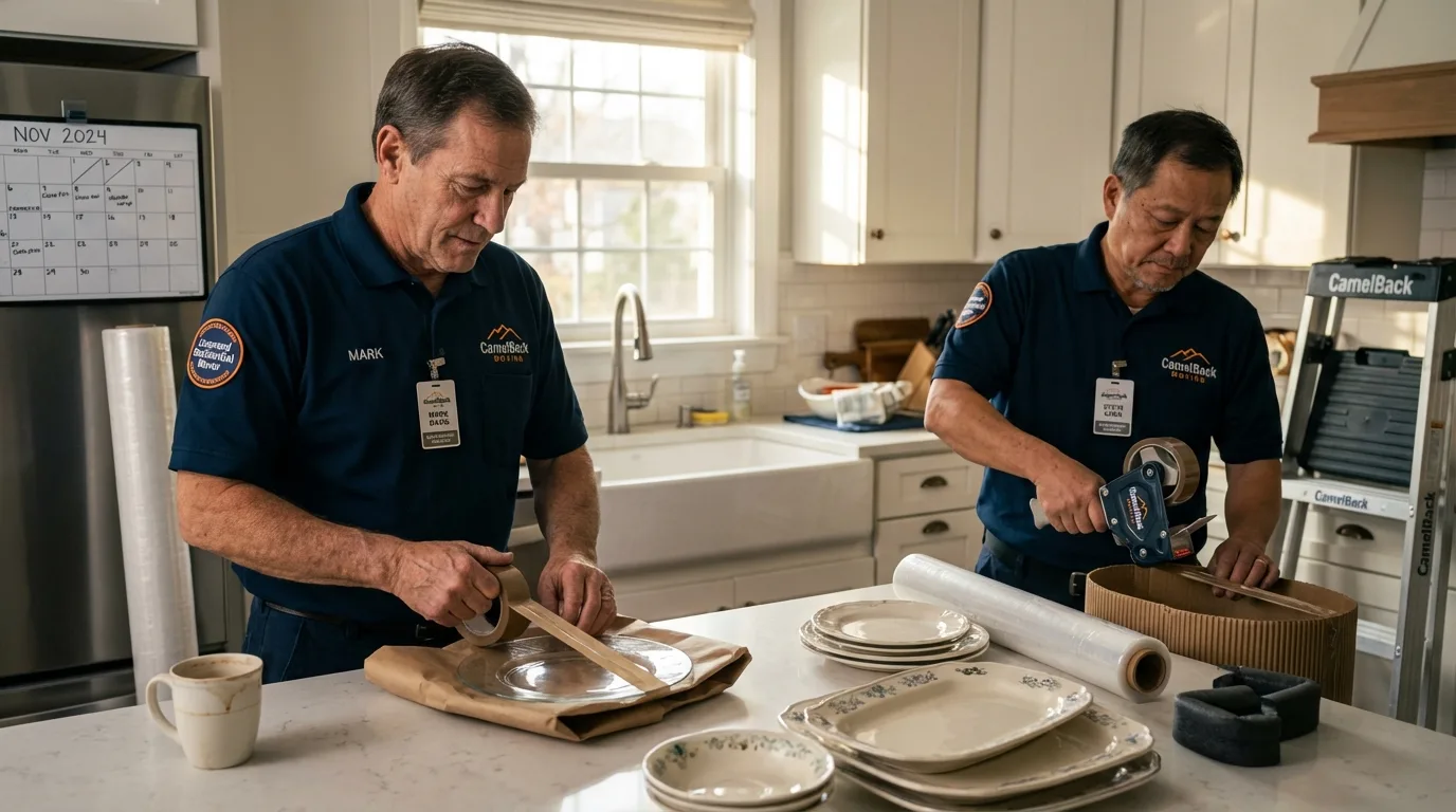 Professional crew packing kitchen dishware in Joliet, IL